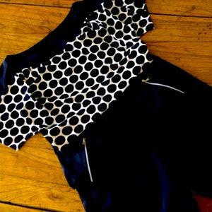 New York & Company Stretch Polka Dot Top S